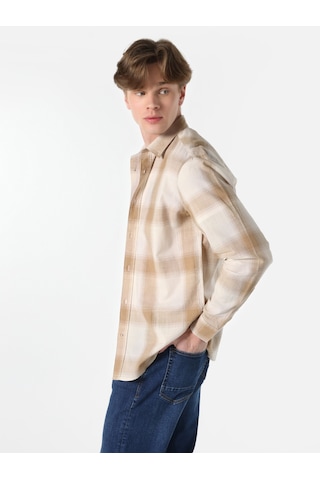 Colin's Regular Fit Çizgili Bej Erkek Uzun Kol Gömlek CL1062628_Q1.V1_BEI