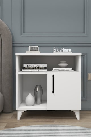 Melina Tek Kapaklı 2 Raflı Bölmeli Komodin & Şifonyer Yatak Odası Başucu Düzenleyici Komidin - Beyaz