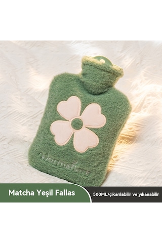 Peluş Su Dolu El Isıtıcı Çanta-koyu Yeşil 500ml