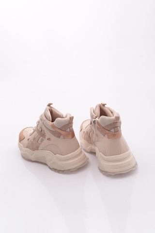 Dgn 6580 Kadin Kalin Taban Sneaker Ayakkabi Bej Rose