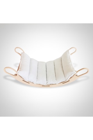 Xl Montessori Ahşap Pikler Halkası Ve Beyaz Minder Beyaz