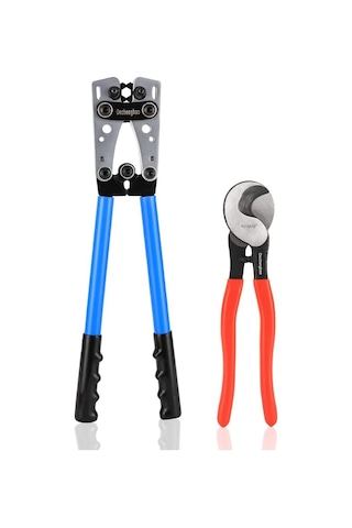 Hx-50b Akü Kablo Pabucu Sıkma Pensesi 6 50 Mm² Kablo Sıkma Kapasitesi Güçlendirilmiş Gövde + 60 Adet Terminal