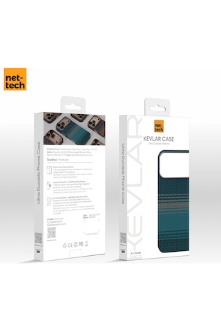 Nettech Apple Uyumlu iPhone 17 Pro Nt n076 Kevlar Karbon Arka Koruma Kılıf Mavi