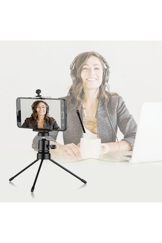 Masa Topu Başlı Tripod Seti 360 Derece Dönebilen U Şeklindeki Yuva Evrensel 1/4 Vida İle Siyah