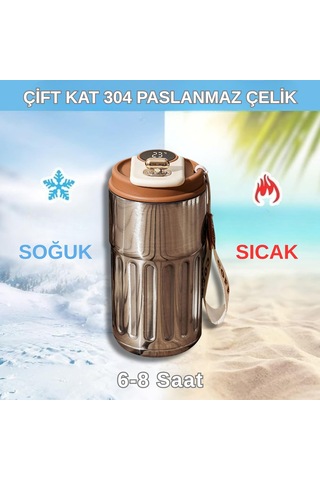 Akıllı Led Sıcaklık Göstergeli Çelik Termos/mug-400 Ml Gümüş