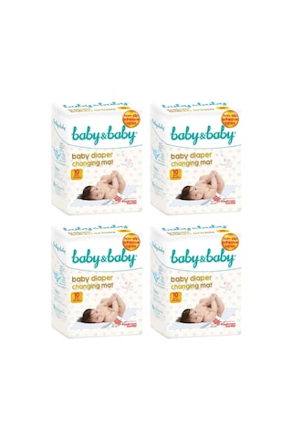 Baby & Baby Kaydırmaz Bantlı Bebek Bakım Örtüsü 60 x 60 CM 4 x 10 Adet