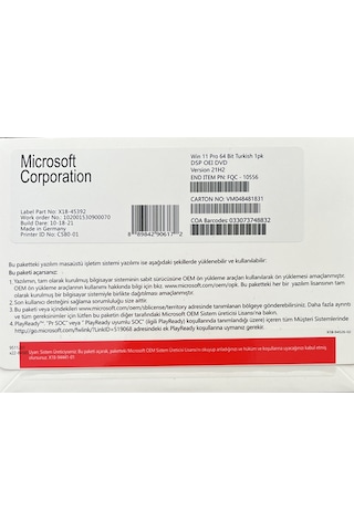 Ms Wındows 11 Pro 64Bit Tr Oem Fqc-10556 (558346015)