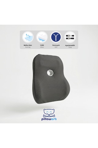 Visko Sırt Minderi Bel Yastığı Ergonomik Bel Desteği Siyah