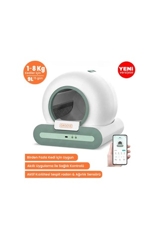 Groove Ti+ Wi-fi Akıllı Otomatik Kedi Tuvaleti Yeşil + Petfit Autodine X Plus 5l Wi-fi Kameralı Akıllı Otomatik Mama Kabı Besleme Ünitesi Bundle