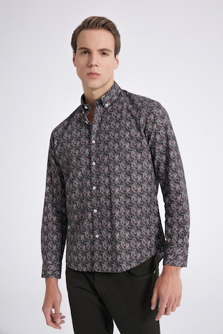 D's Damat Slim Fit Haki Baskılı Gömlek 1ec0221042599 Haki