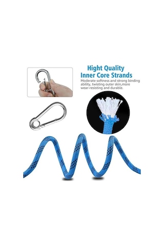 Besthome1 Karabinalarla Tırmanma Ve Yürüyüş İçin Paslanmaz Çelik Vinç Halatı Mavi Mavi