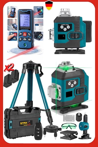 Staxx Stx1650l Otomatik Hizalamalı 16 Köşe Yeşil Çizgi Lazer Hizalama Makinesi + 50mt Lazer Tripot