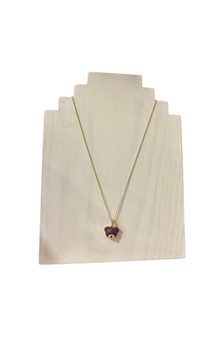 Kadın Mor Ayıcık Çelik Kolye Çelik