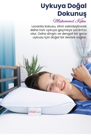 Viscofoam Aroma Terapi Hava Kanallı Ortopedik Yastık Visco Yastık Lavanta 60x4016cm