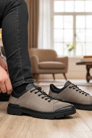 Enoch Hakiki Deri Süet Detaylı Erkek Sneaker Ayakkabı Ortopedik Taban Bej