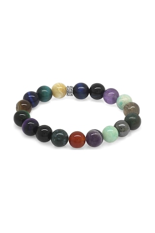 Tesbihane Küre Kesim Multicolor Doğaltaş Kombinli Çocuk Başarı Bilekliği Çok Renkli