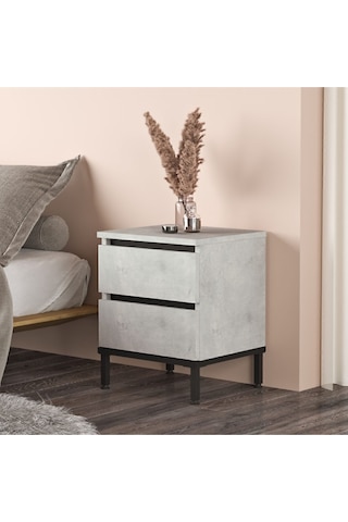 Arya Komodin 2 Çekmece Metal Ayaklı Taş-siyah Ary25-tl Kum Taşı