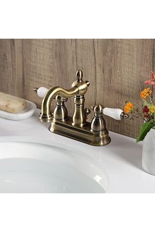 İki Kulplu Centerset Toilette Musluk Pirinç Vintage Finish