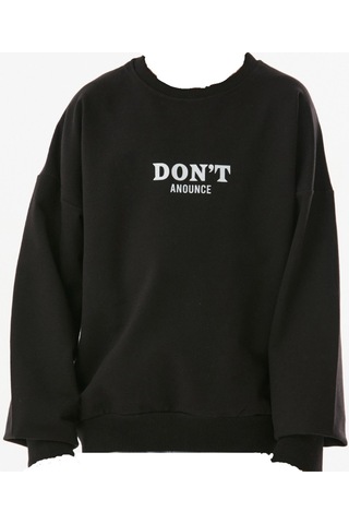 İrem Kız Çocuk /erkek Çocuk Don't Anounce Çift Taraf Yazı Desenli Siyah Renk Oversize Sweatshirt