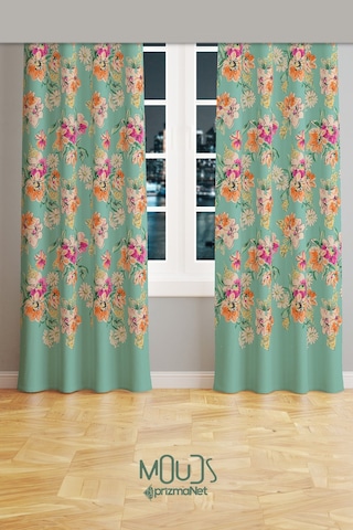 Old Flowers Pattern 4 Desenli Süet Oturma Odası Salon Fon Perde Ekstrafor Büzgü 2 Kanat Prd-1034 Çok Renkli