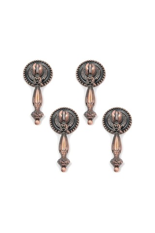 Vintage Savaş İçin 4'lü Kırmızı Bronz Retro Mobilya Topuzu Ve Sapı Seti