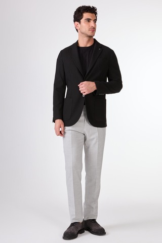 Dufy Siyah Balıksırtı Erkek Ceket - Slim Fit Siyah
