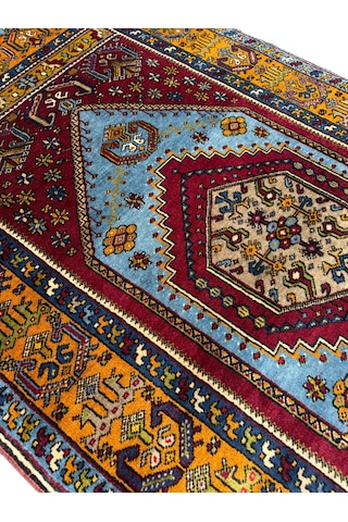 El Dokuması Yahyalı Halısı 122x210 Kök Boyası Mavi %100 Yün Halı