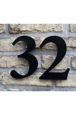 Kapı Numarası 20 Cm No 5 Roma, Siyah Pleksi Kendinden Yapışkanlı
