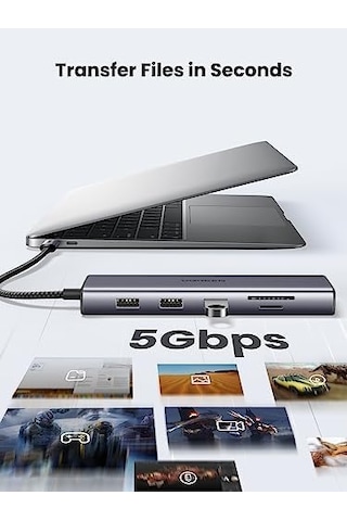 Usb C Yerleştirme İstasyonu 10&apos U 1 Arada 4k Hdmı, Vga, 3 X Usb A 3.0, Pd 100w, Ethernet, 3,5 Mm Ses, Sd/tf İle
