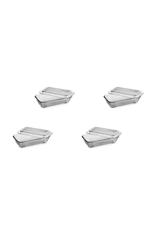 Tereyağlık Kahvaltılık Cam Saklama Kabı 4'lü Set 97711 Şeffaf