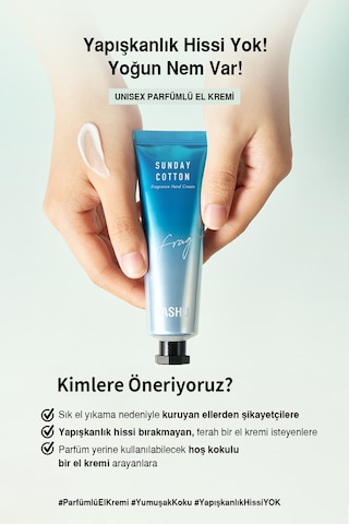 Nemlendirici, Hafif Dokulu Unisex Parfümlü El Kremi Dashu Sunday Cotton Perfume Hand Cream