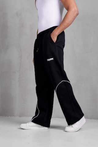 Dark Moda Erkek Oval Şeritli Baskılı Yazlık Baggy Eşofman Siyah