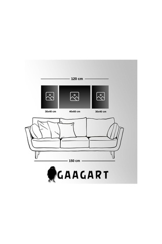 Gaagart 3lü Kanvas Şık Salon Duvar Tablosu Modern Soyut Mavi Beya