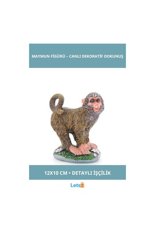Polyester Tekli Maymun Figürü 12x10 Cm Dekoratif Figür 1 Adet