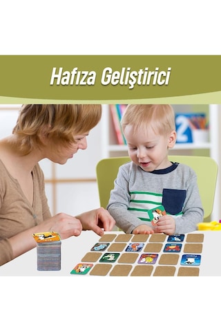 Kututr Ahşap Zeka Kartı Eşleştirme Oyunu 72 Parça Sevimli Hayvanlar İngilizce-türkçe Kartlar