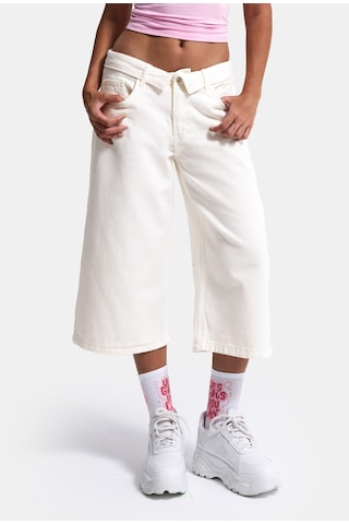Itsbasic Kadın Kırık Beyaz 7s6-101 Straight Fit Maxi Bermuda Denim Şort