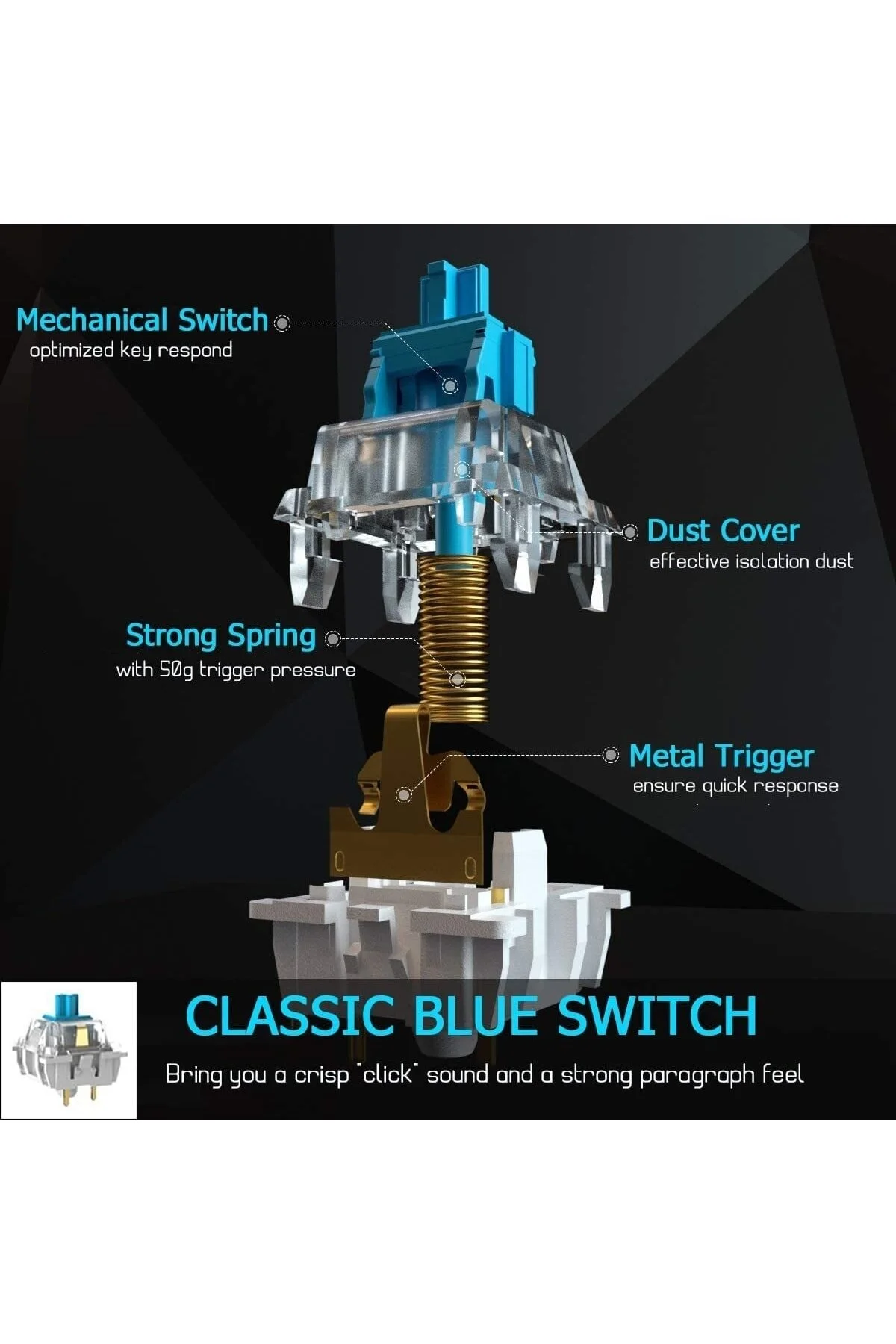 Trol Mekanik Switch Mini Rgb Oyun Klavyesi Gaming Mekanik 62 Tuşlu 18 Rgb Led Usb Type-c Kablo