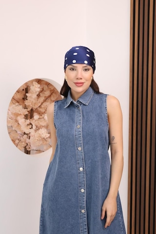 Kadın Açık Mavi Sıfır Kol Gömlek Yaka Denim Kot Elbise
