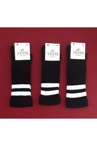 Yetiş Socks Dizaltı Kız Çocuk Okul Çorabı 3'lü Paket Siyah