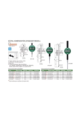 Insize 2112-10F Dijital Komparatör Düz Kapaklı (Standart Model)
