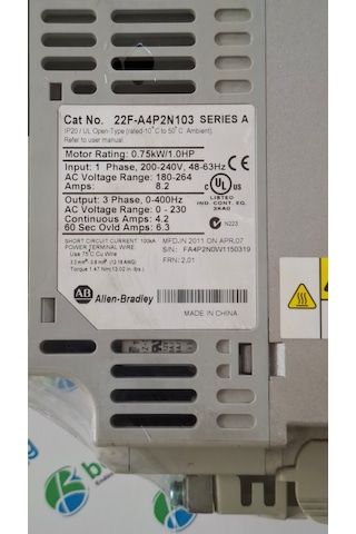 Allen-bradley Power Flex 4m 22f-a4p2n103 0.75kw Sürücü 0.75 Kw 4,5 A Mono Phase Control Inverter