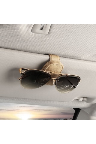 Yulong Ximistore9 Araç Güneşlik Gözlük Askısı - Tam Deri Kılıf Gri