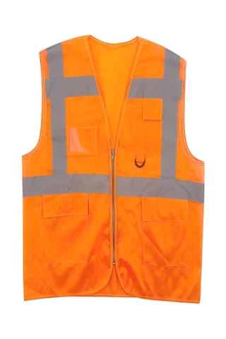 İkaz Yeleği Mühendis Turuncu Reflektörlü Mühendis İkaz Yelek Fermuarlı
