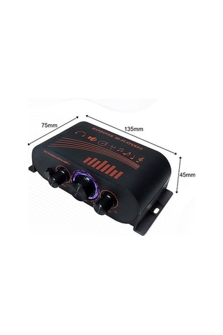 Vkemall 12v Araç Ve Ev Kullanıma Uygun 2x20w Mini Güçlendirici - Siyah Ak170