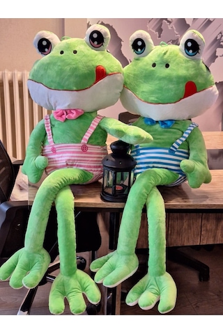 Peluş 2 Li Kurbağa Set Uzun Bacak Kurbağa 100 Cm Uyku Arkadaşı Oyun Arkadaşı 2li Set Renkli