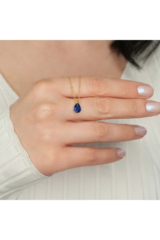 Mavi Topaz Taşlı Gümüş Kolye Ssagm18