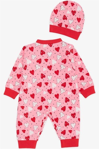 Breeze Kız Bebek Tulum Renkli Gülenyüz Kalp Desenli 0-3 Ay-6 Ay, Pembe-Pembe