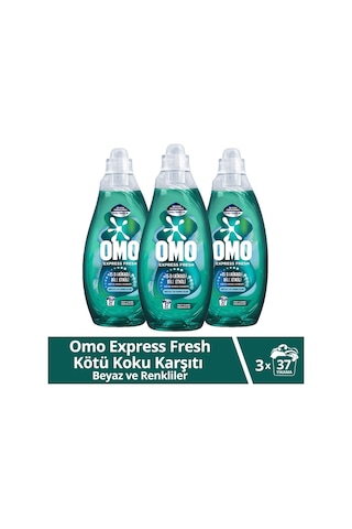 Omo Express Fresh Kötü Koku Karşıtı Beyaz ve Renkliler Sıvı Çamaşır Deterjanı 3 x 1480 ML