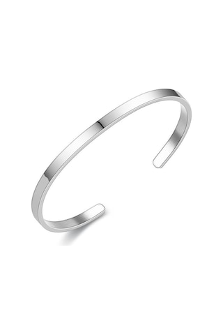 Chavin 4 mm. Gri ince Kelepçe Dizayn Çelik Erkek Bileklik et36by