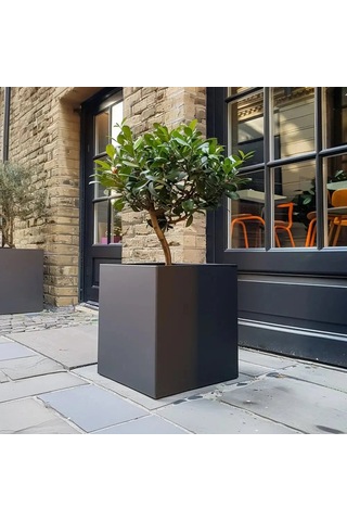 Mofiba Fiberglass Saksı Kare 30cm 30cm 30h Cm Siyah